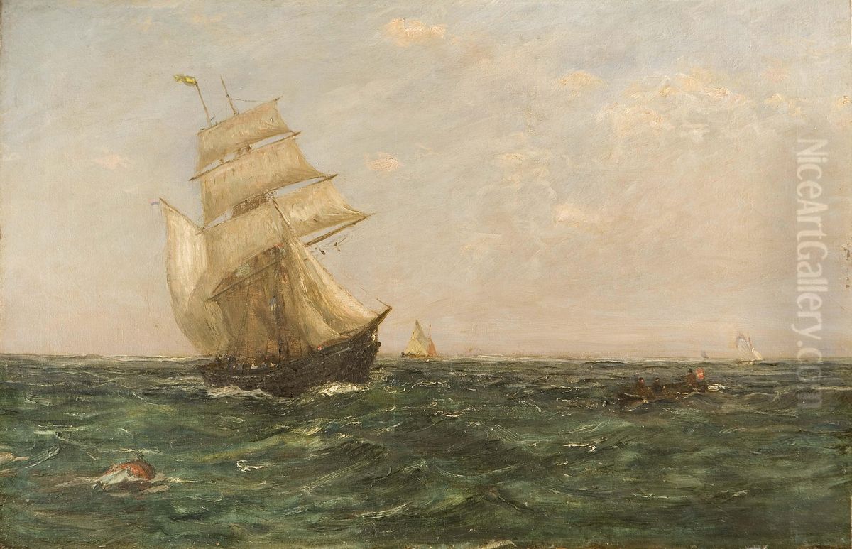 Veliero In Mare Aperto Oil Painting by Charles Edward Holloway
