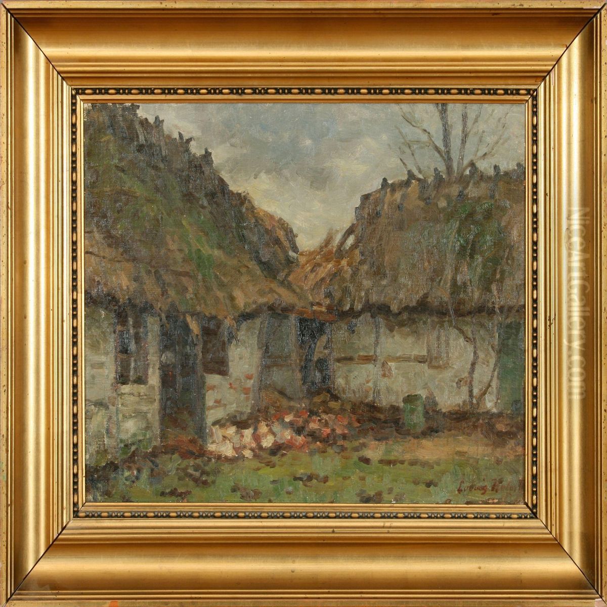 Farm Exterior Oil Painting by Ludvig Holm