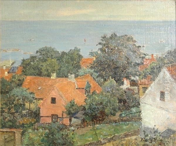 A Village By The Sea Oil Painting by Ludvig Holm