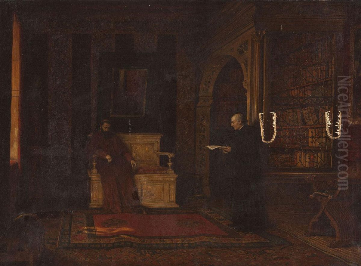Geistliche In Der Bibliothek Oil Painting by August Holmberg