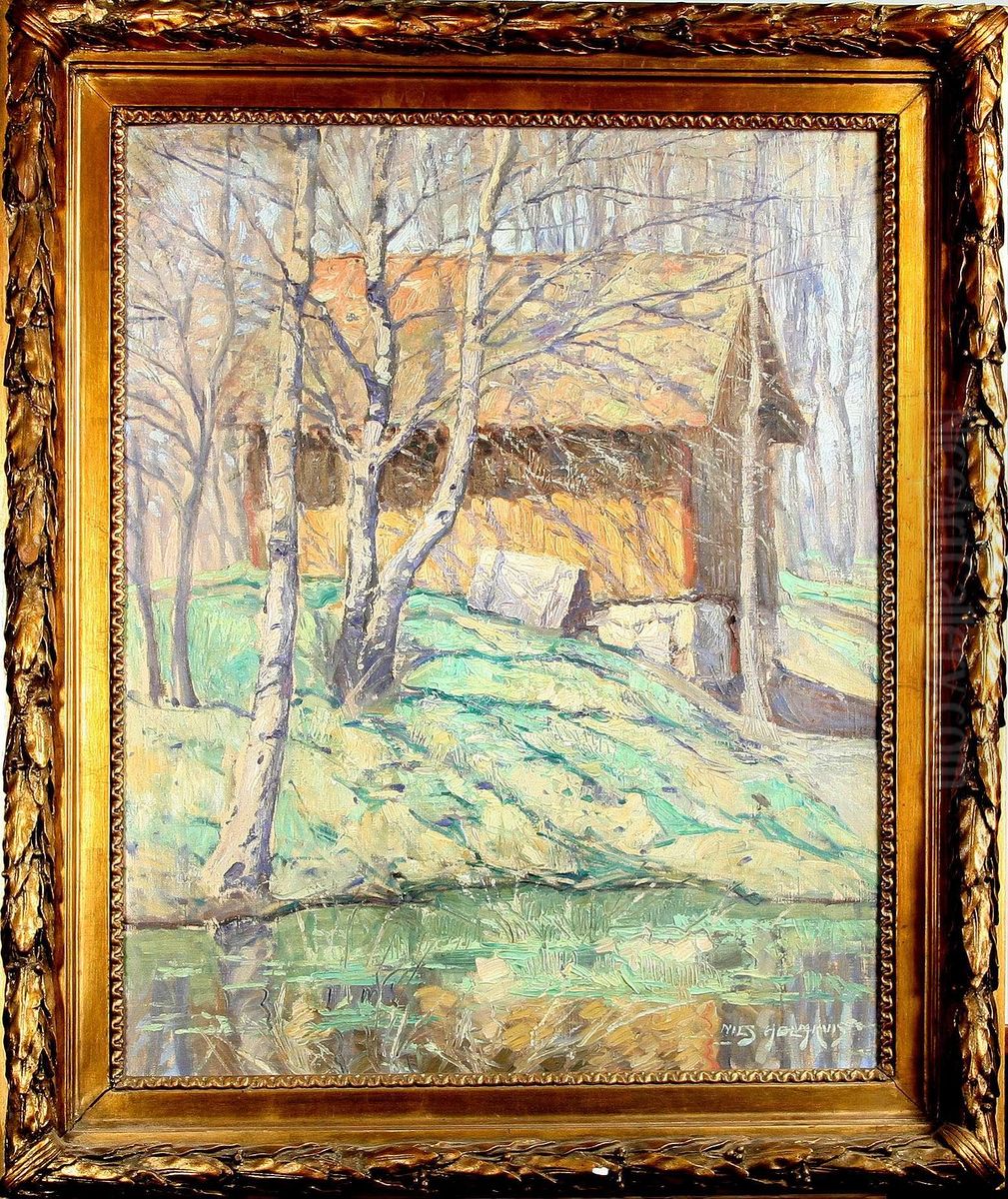 Ladugard Oil Painting by Nils Holmqvist