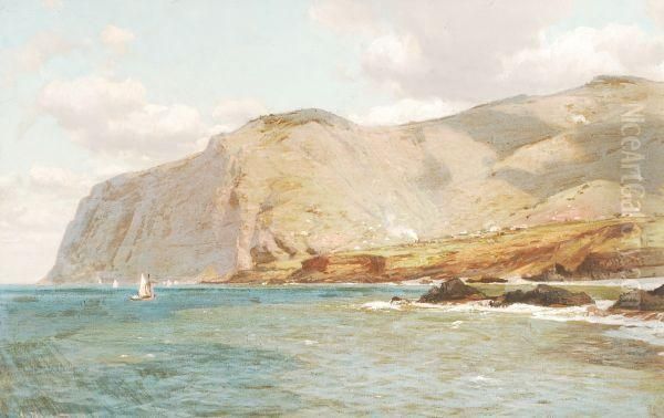 Shipping Off A Mountainous Coast Oil Painting by Lauritz B. Holst
