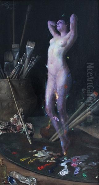 W Pracowni-wizja Malarza Oil Painting by Hans Holtzbecher