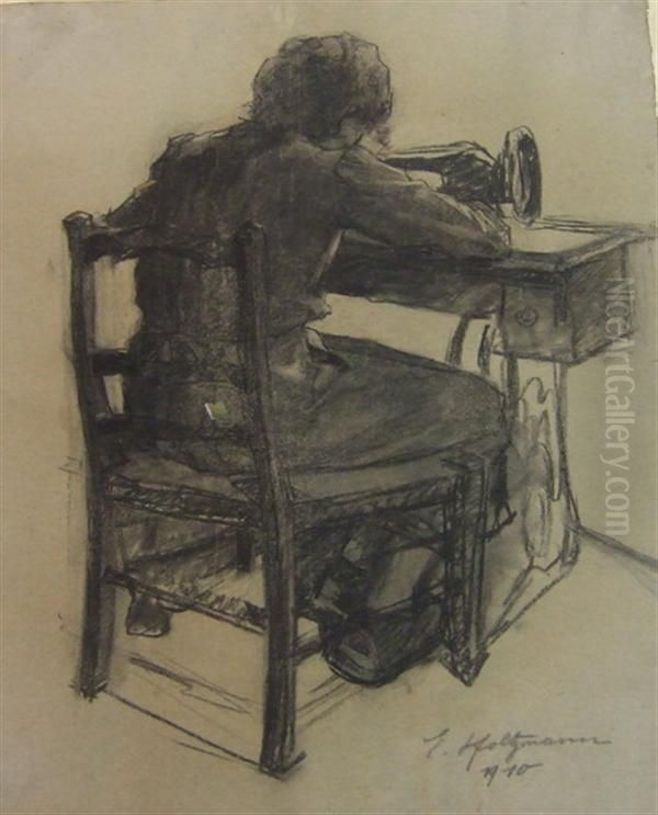 Travailleuse Oil Painting by Carl Friedrich Holtzmann