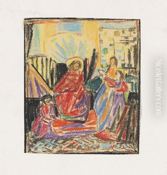 Religioses Motiv Oil Painting by Adolf Hoelzel