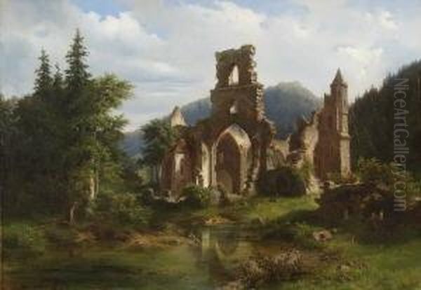 Klosterruine Allerheiligen Im Schwarzwald. Oil Painting by Rudolf Holzhalb