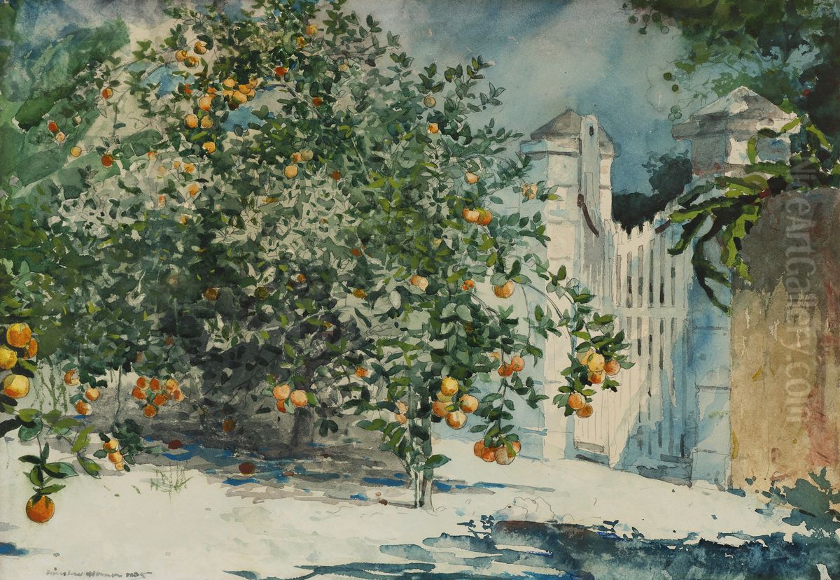 Orange Trees And Gate Oil Painting by Winslow Homer