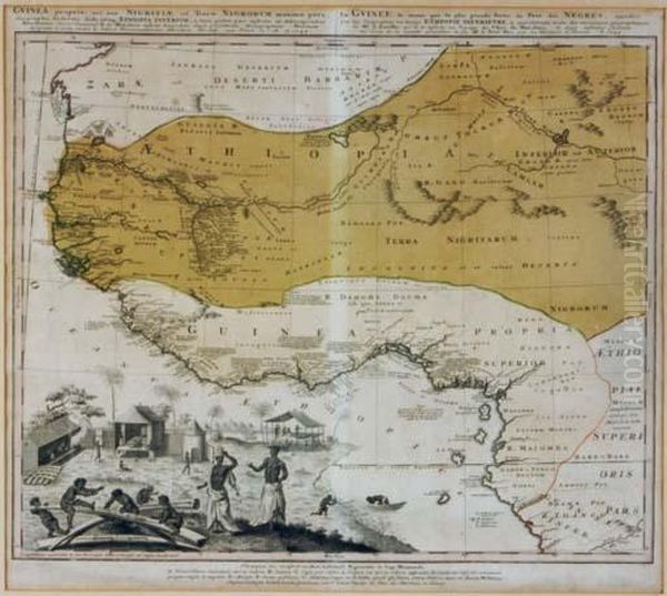 Nova Africae Tabula, Auctore Jodoco Hondio: Two Plates Oil Painting by Jodocus Hondius