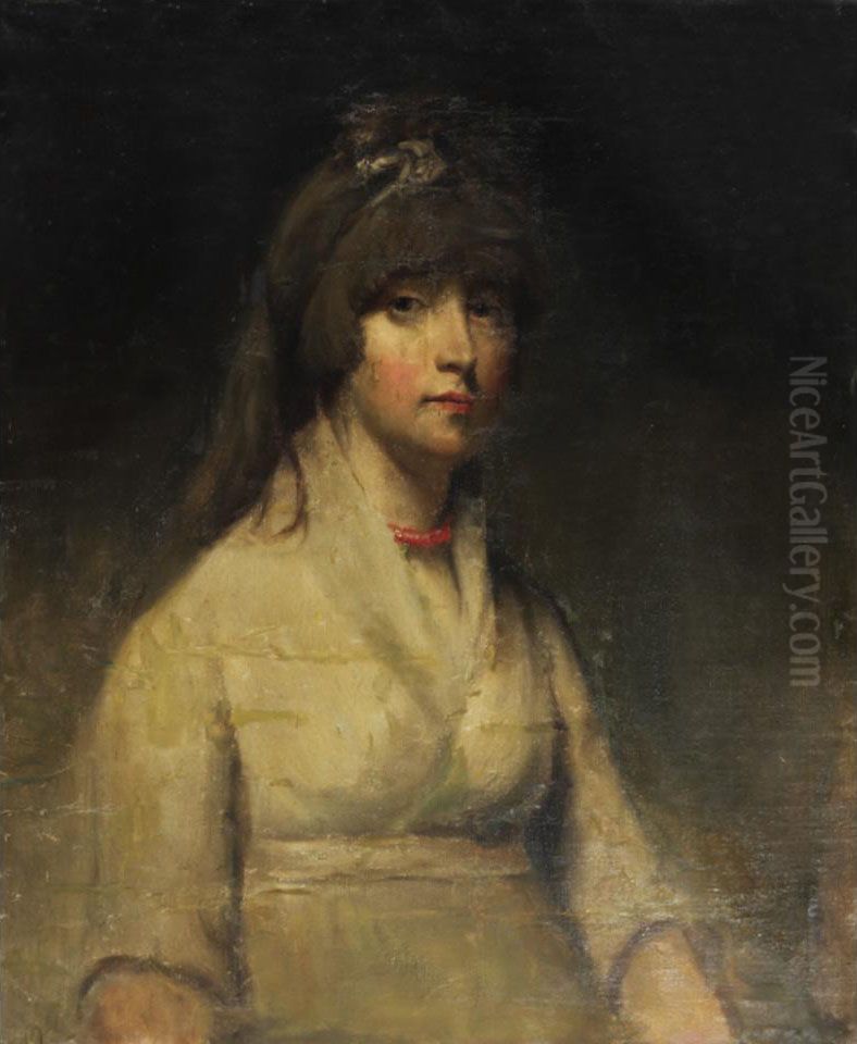 Elegant Lady With Coral Necklace Oil Painting by John Hoppner
