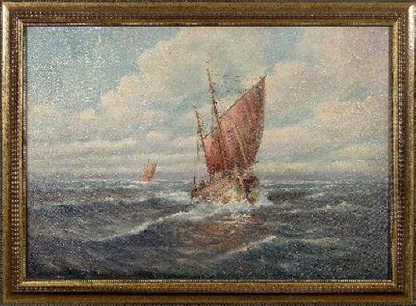 Wuppertal Hier:fischkutter Auf See Oil Painting by Josef Horn