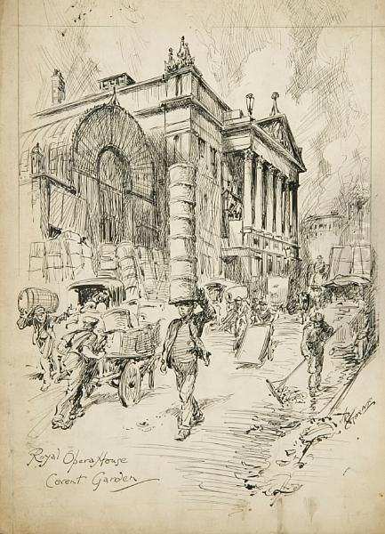 The Houses Of Parliament From The Thames Oil Painting by Adam E. Horne