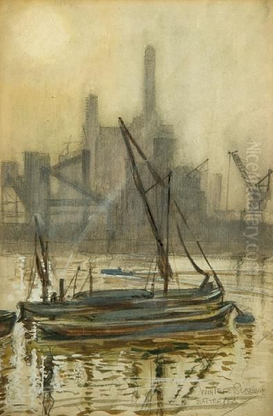 Winter Sunshine Battersea Oil Painting by Adam E. Horne