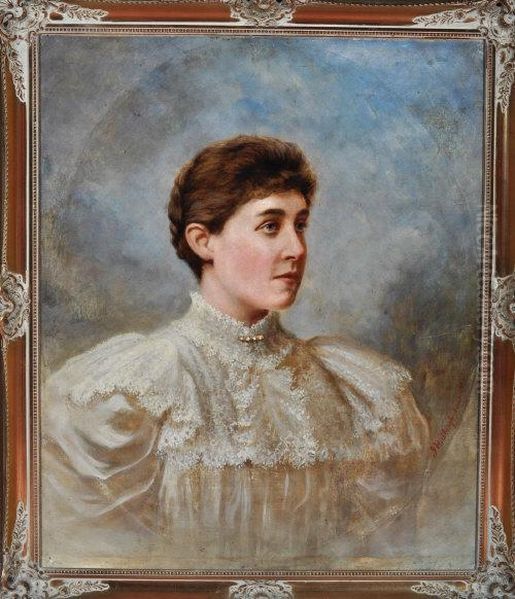 A Bust Portrait Of A Young Woman Oil Painting by John Horsburgh