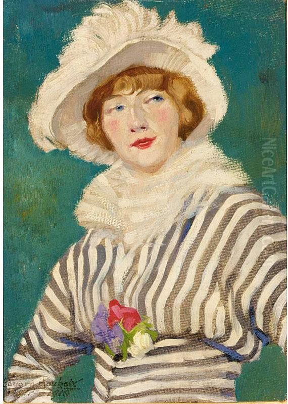 An Elegant Lady Oil Painting by Eduard Houbolt