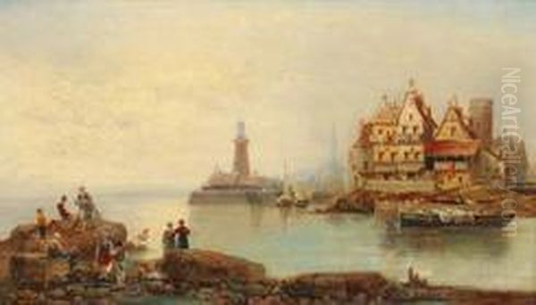 AnsichtEiner Kleinen Hafenstadt Oil Painting by William Howard Hart