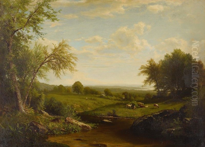 Hudson River Valley Oil Painting by Richard William Hubbard