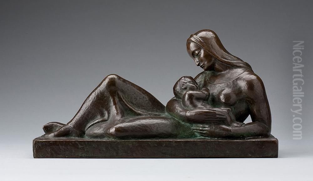 Ruhende Frau Mit Kind Oil Painting by H. Hubner