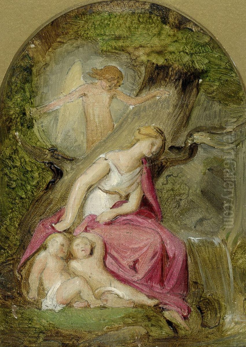 Felicitas Und Der Schlaf Oil Painting by Julius Hubner