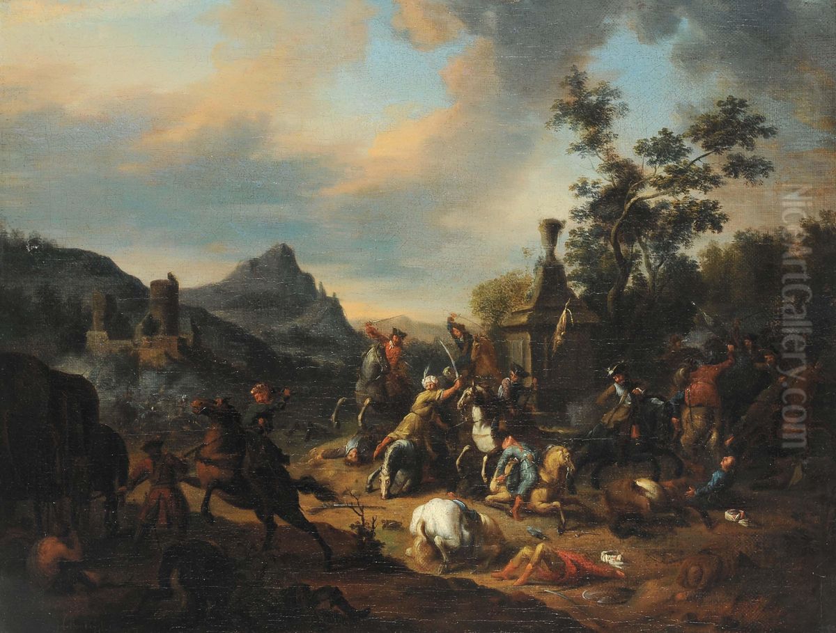 Battaglia Tra Cristiani E Turchi Oil Painting by J.V Huctemburgs