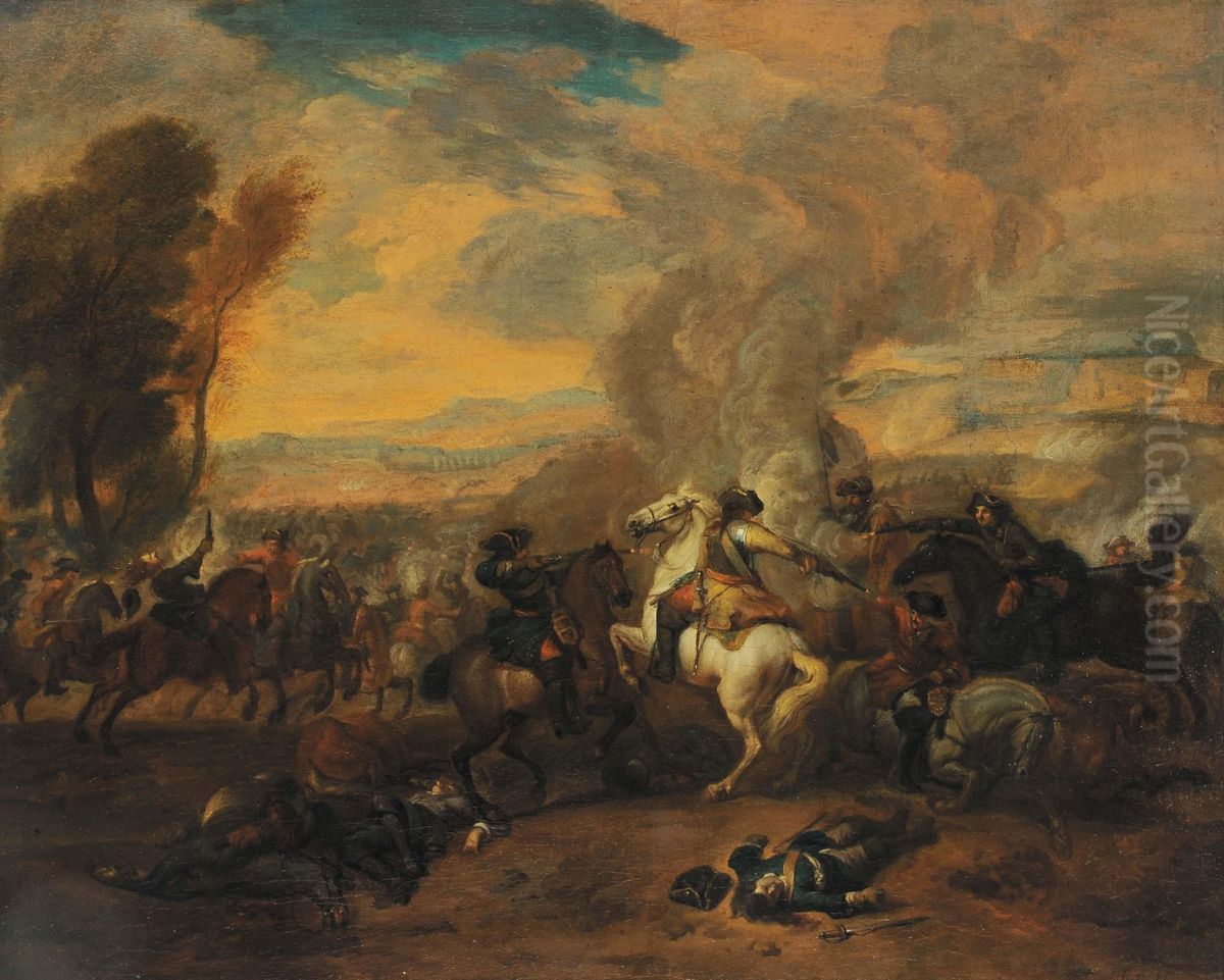 Battaglia Con Cavalieri Oil Painting by J.V Huctemburgs