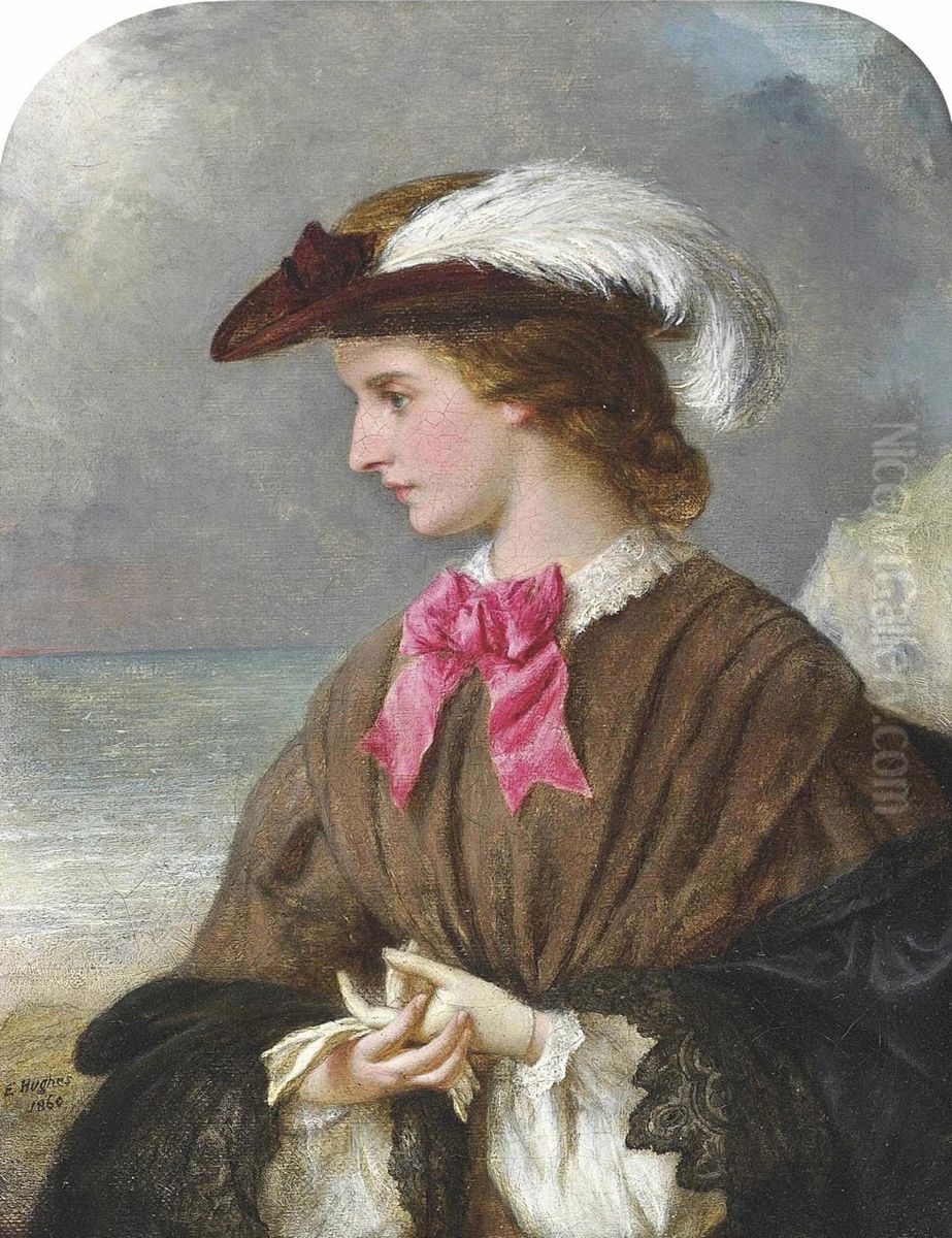 The Red Bow Oil Painting by Edward Hughes