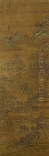 Dwelling In A Summer Grove Oil Painting by Hui Wang