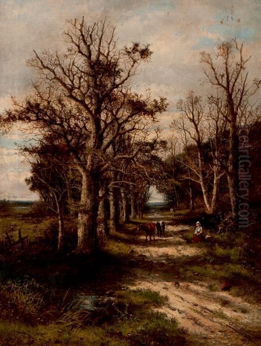 Autumn Near Witley (surrey) Oil Painting by Abraham Hulk Snr