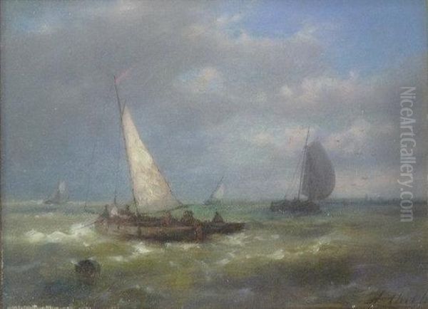 Fishing Boats Oil Painting by Abraham Hulk Snr