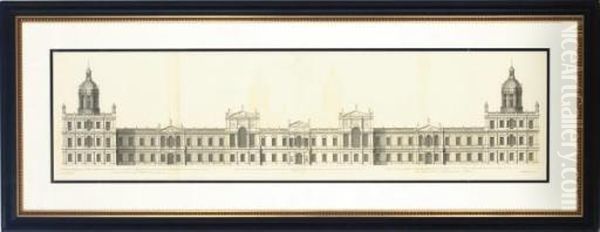 Vitruvius Brittanicus: Four Plates Oil Painting by Hendrick Hulsberg