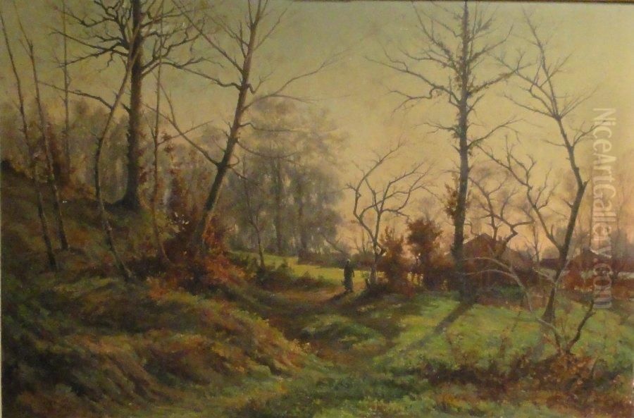 L'oree Du Bois Le Soir A La Folie Haute Marne Oil Painting by Emil Humblot