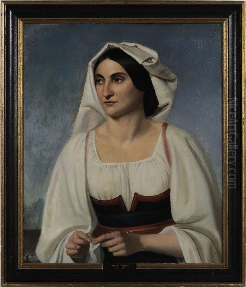 Italian Woman Oil Painting by Johann Erdmann Hummel