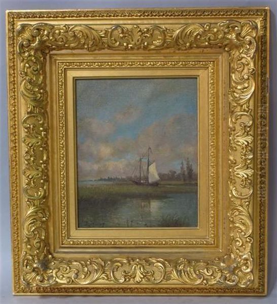 Sailboat Oil Painting by Charles Day Hunt