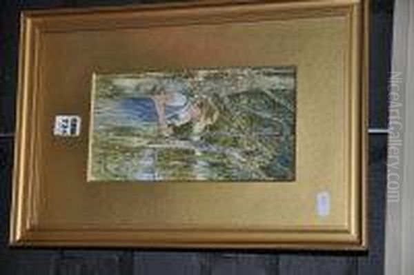 Study Of A Young Girl Picking Flowers Oil Painting by Esther Anna Hunt