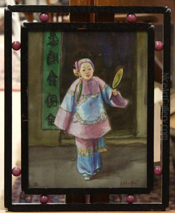 Framed Watercolor Oil Painting by Esther Anna Hunt