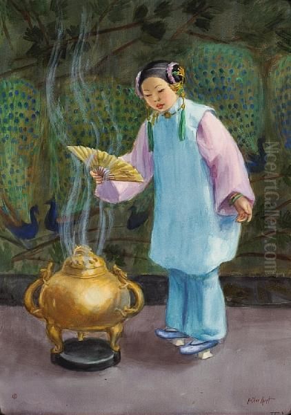 Chinese Girl Oil Painting by Esther Anna Hunt