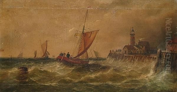 Off The Norfolk Coast; And A Companion Oil Painting by Harry Milson Hunt
