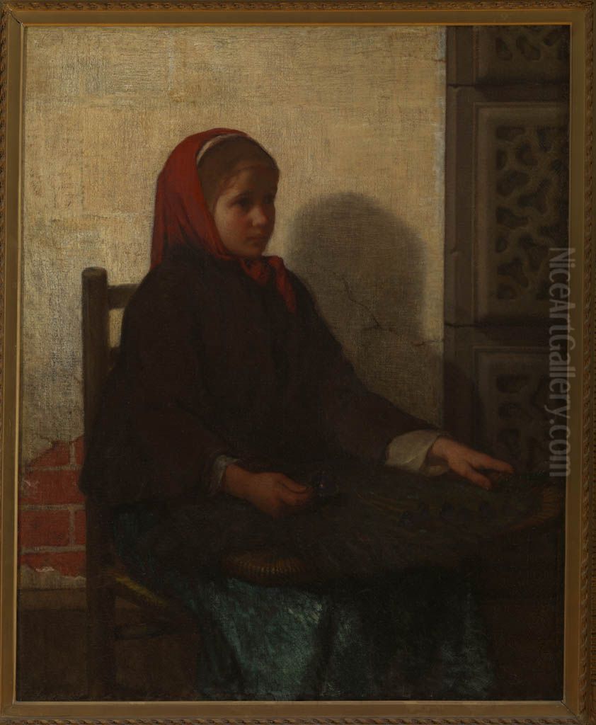 The Violet Girl Oil Painting by William Morris Hunt