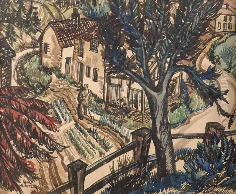 Working In The Garden Oil Painting by John Frederick Hunter