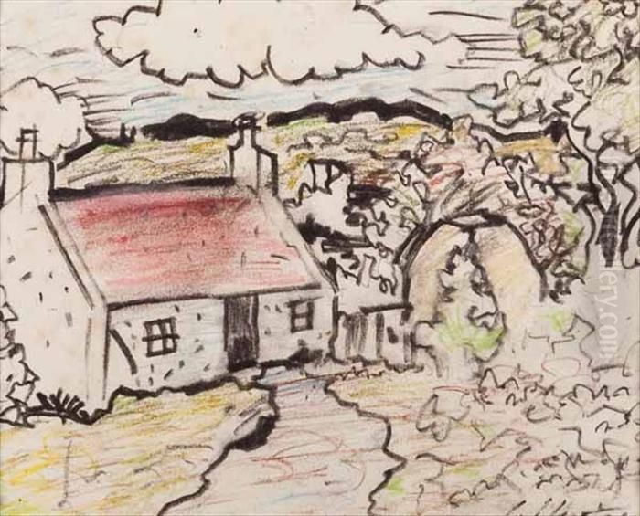 The Red Cottage Oil Painting by George Leslie Hunter