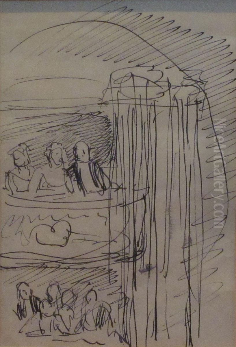 A Box At The Adelphi Theatre Oil Painting by George Leslie Hunter