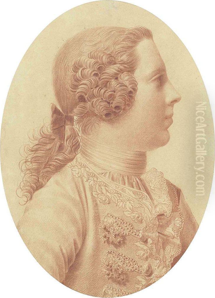 Portrait Of Prince Charles Edward Stuart , 'bonnieprince Charlie', In Profile, Bust-length, Facing To The Right With Inscription 'prince Charles Oil Painting by Giles Hussey