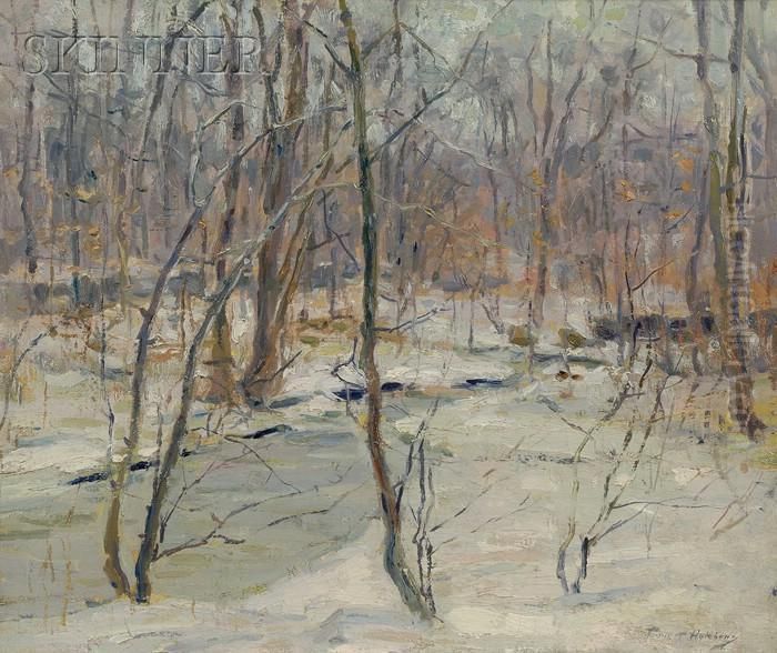 An Ice Bound Brook Oil Painting by Frank Townsend Hutchens
