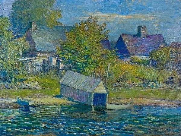 Old Boat House, Oka, P.q. Oil Painting by Frederick William Hutchison