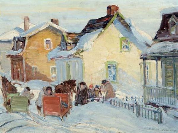 The Red Sleigh Oil Painting by Frederick William Hutchison