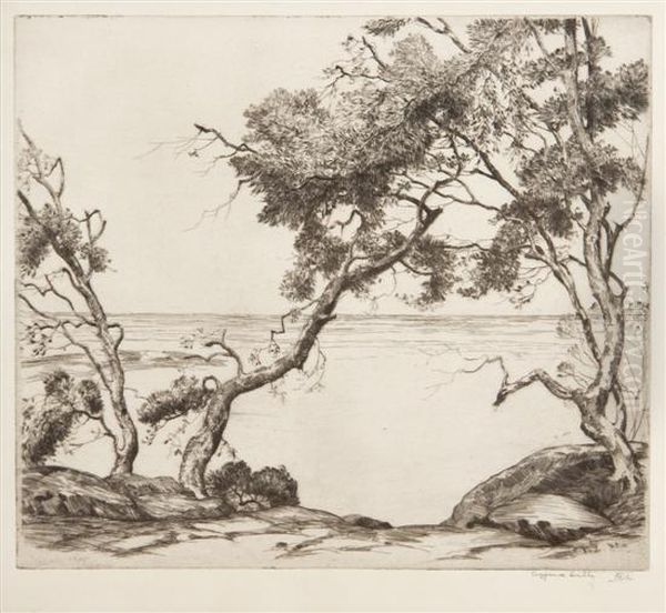 Coastal Trees Oil Painting by Alfred Heber Hutty