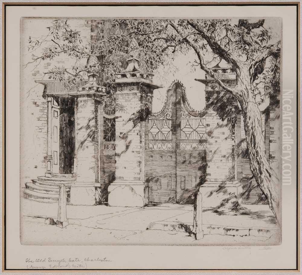 The Old Smyth Gate, Charleston (george Edwards Gate) Oil Painting by Alfred Heber Hutty