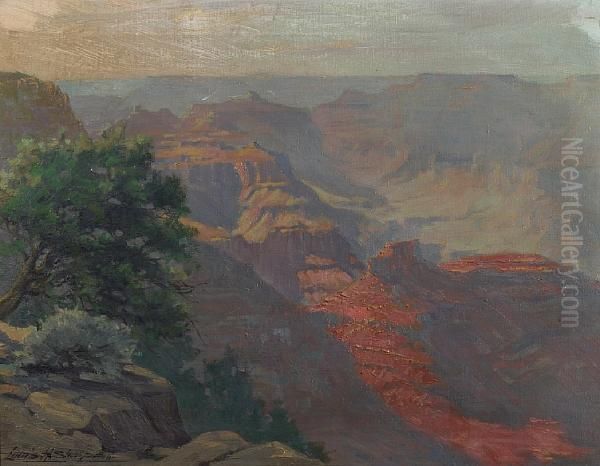 Grand Canyon At Dusk Oil Painting by Louis Huvey