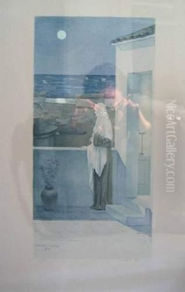 Tunisienne Au Crepuscule Oil Painting by Louis Huvey