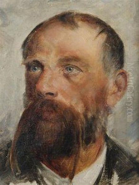 A Portrait Of The Poet Jaroslavvrchlicky Oil Painting by Vojtech (Adalbert) Hynais