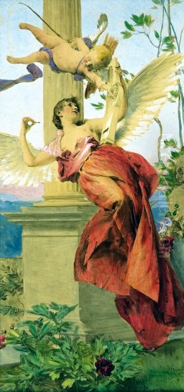 Poezie Oil Painting by Vojtech (Adalbert) Hynais